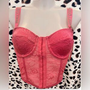 Juicy Couture Pink Lace Corset Size 34B Adjustable Removable Straps NWT